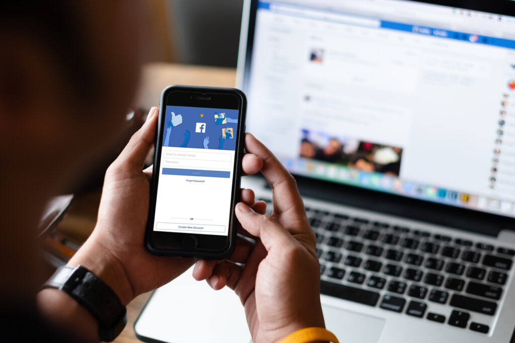 Bangkok. Thailand. March 1,2019 Facebook social media app logo o